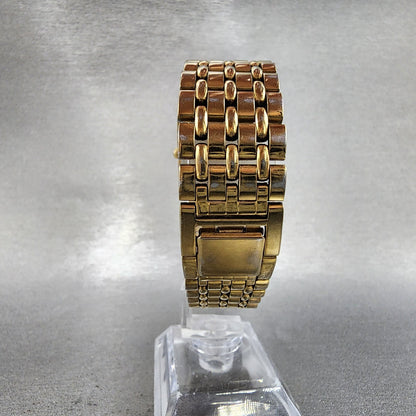 Seiko Tank Watch Men 27mm Champagne Dial Gold Tone Date 7n295b29 New Battery8