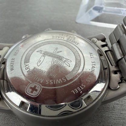 Swiss Military Chronograph Watch Men 39mm Red Dial Steel Date 536.0766 New Bat9