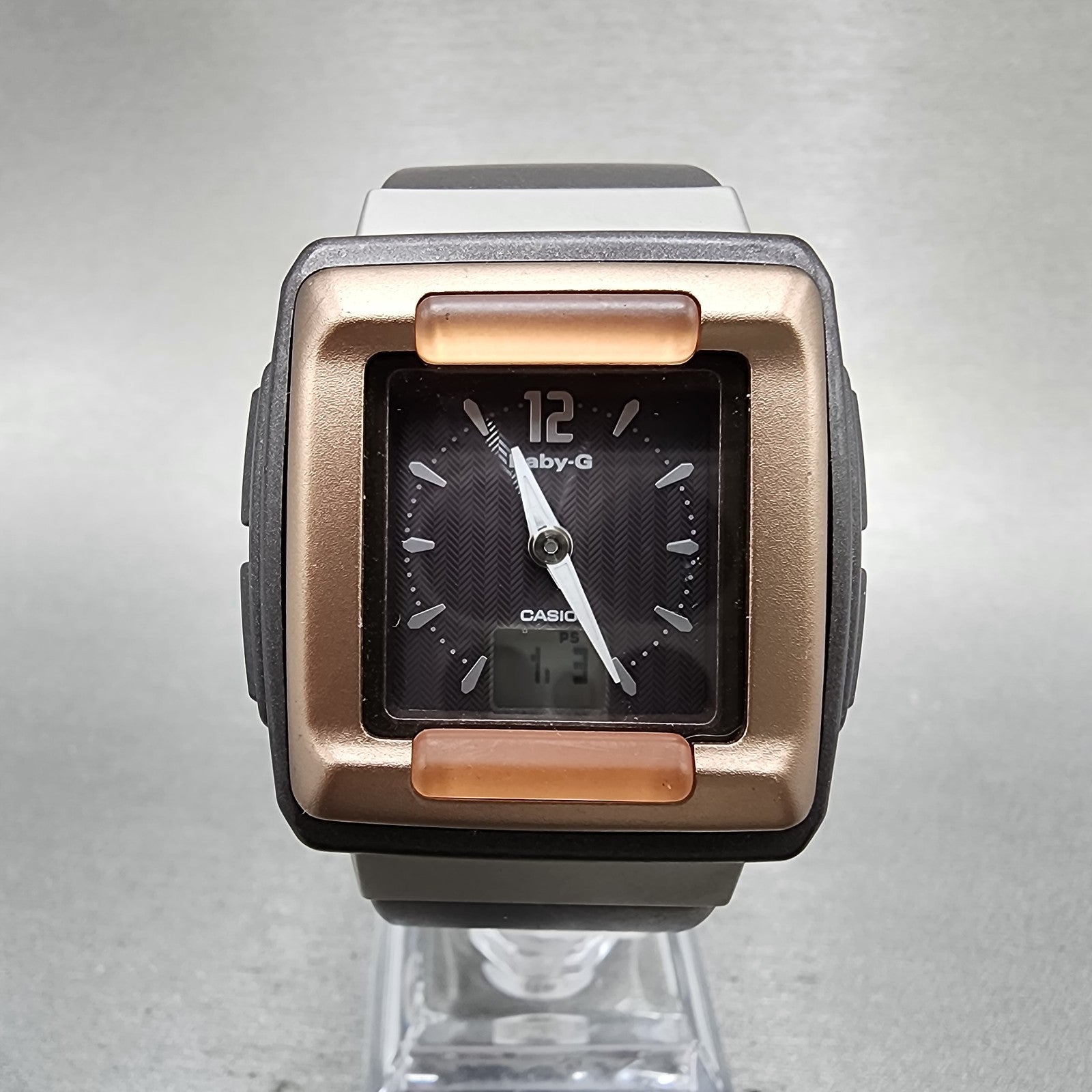 Casio BabyG BGT300J Watch Women 36mm Brown Tone Analog Digital Rectangle Runs0