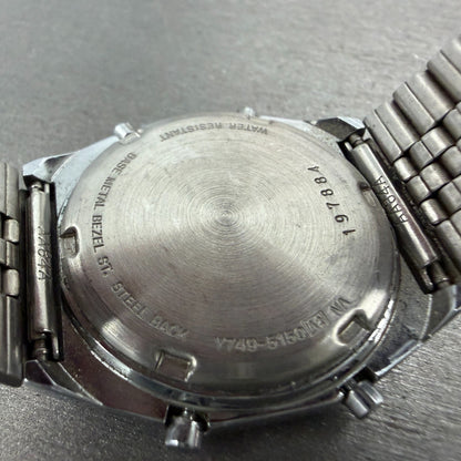 Seiko ALBA Watch Men 34mm Digital Silver Tone Alarm Chrono Y749-5150 New Battery9