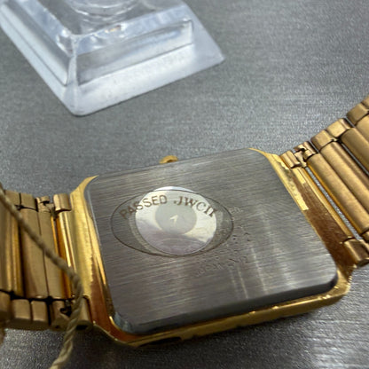 Citizen Tank Watch Men 24mm Gold Dial Gold Tone Rectangle 3620364365 NOS PARTSA10