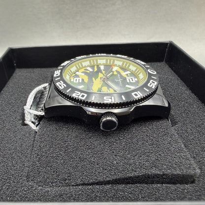 Chase Durer Dive Watch Men 46mm Green Camo Dial Black Tone Date CDW-01825