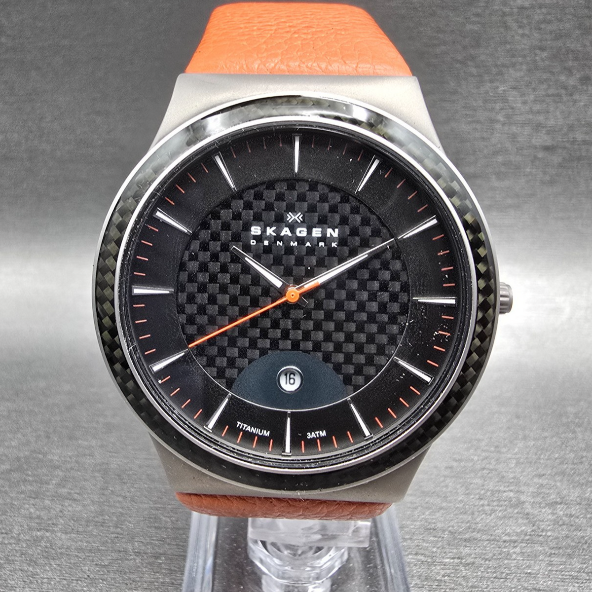Skagen Watch Men 42mm Black Dial Titanium Date Round 234XXLTLO New Battery0