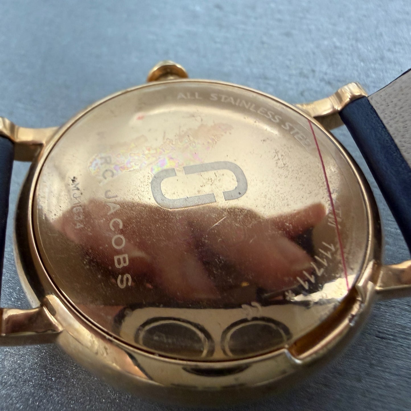 Marc Jacobs Roxy Watch Unisex 36mm Blue Dial Rose Gold Tone MJ1534 New Batt9