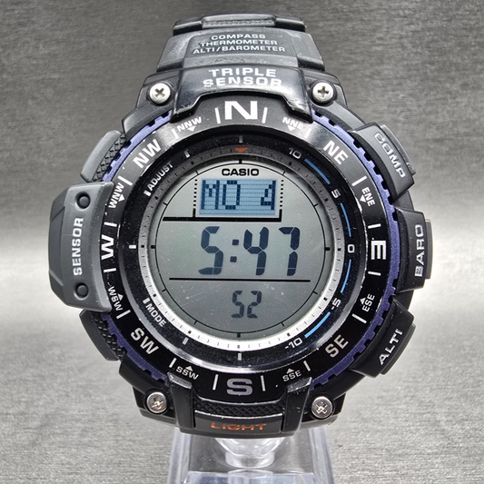 Casio SGW-1000 Digital Watch Men 54mm Black Blue Triple Sensor Chrono New Batt0