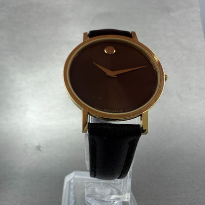 Movado Museum Watch Unisex 31mm Brown Dial Gold Tone Round 87-33-882 New Battery5