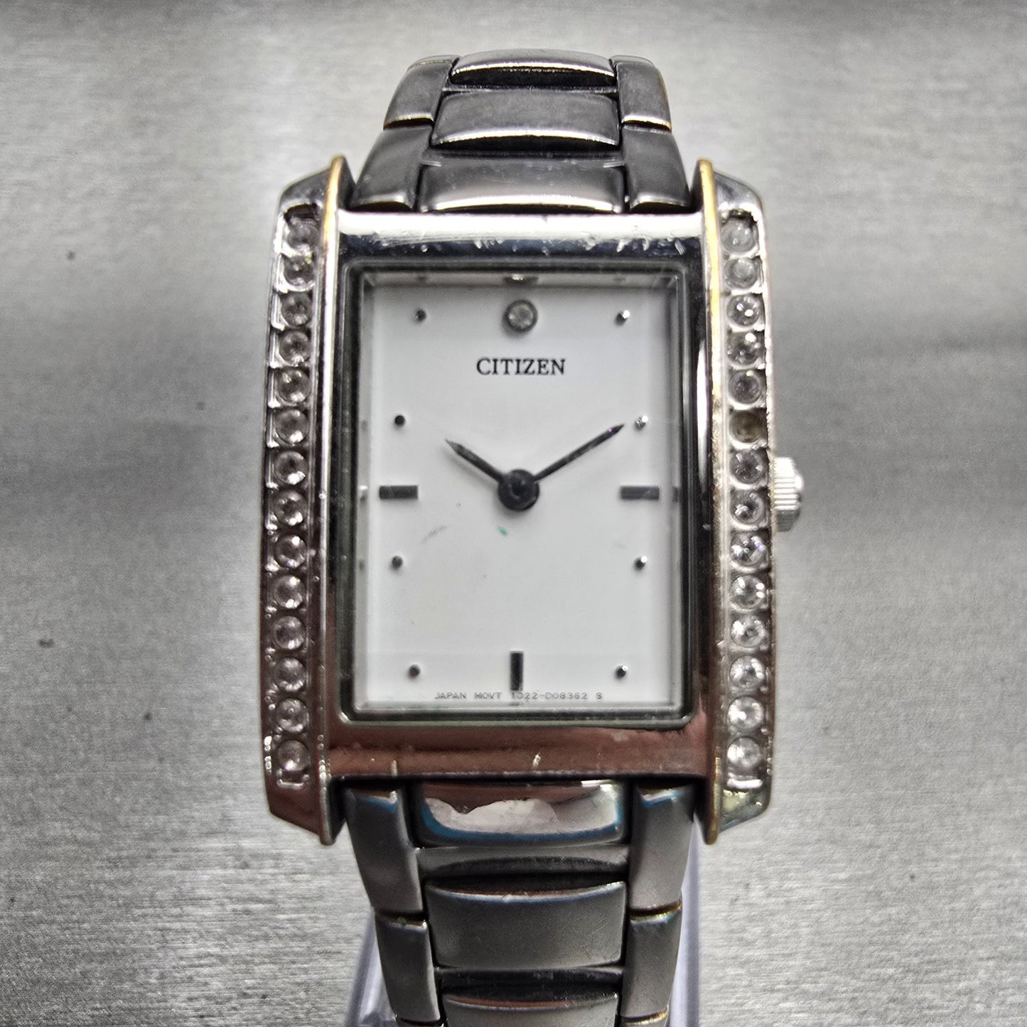 Citizen Watch Women 22mm White Dial Silver Tone Gemmed 1022-S92602 New Battery0