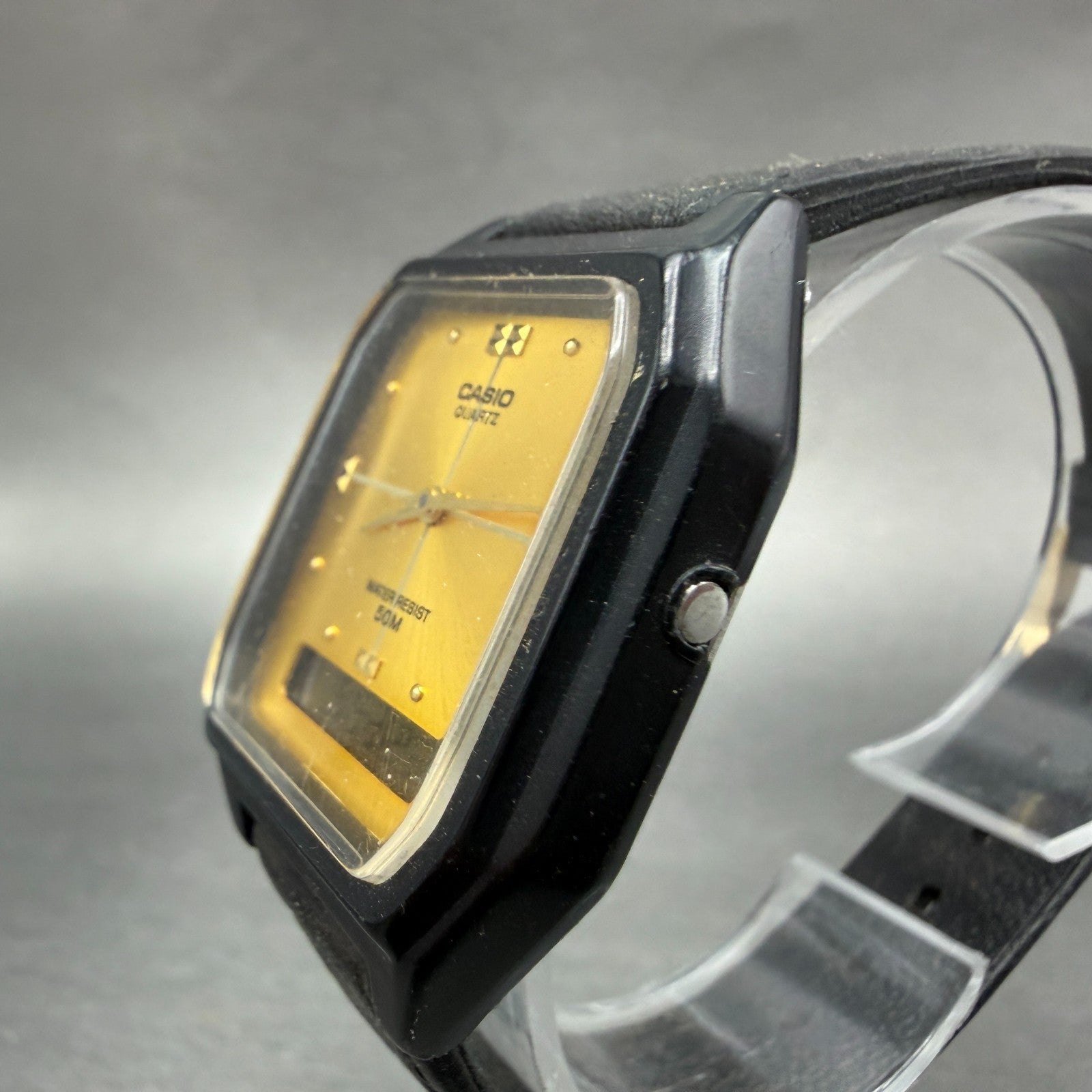 Casio AW-48H Watch Men 31mm Gold Dial Black Tone Alarm Chrono New battery2