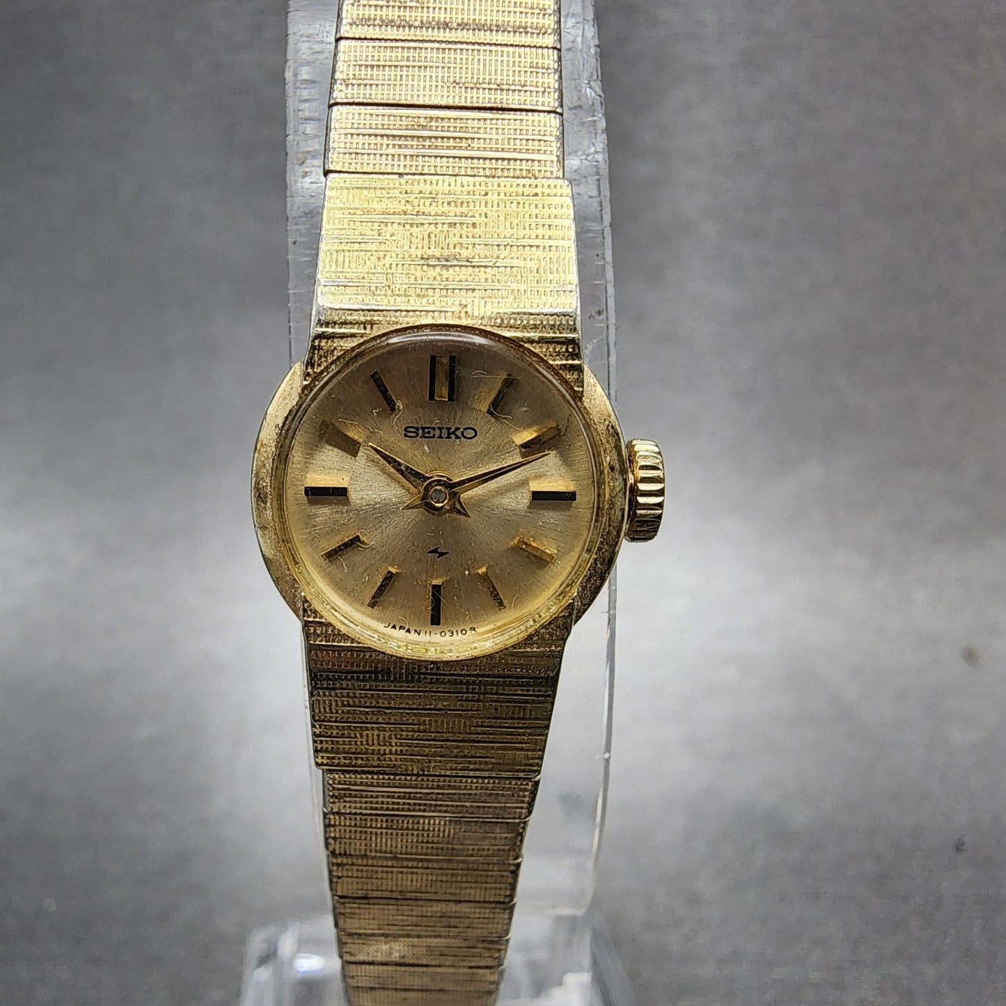 Seiko Watch Women 16mm Gold Dial Gold Tone Manual Round 110069 Runs VTG0