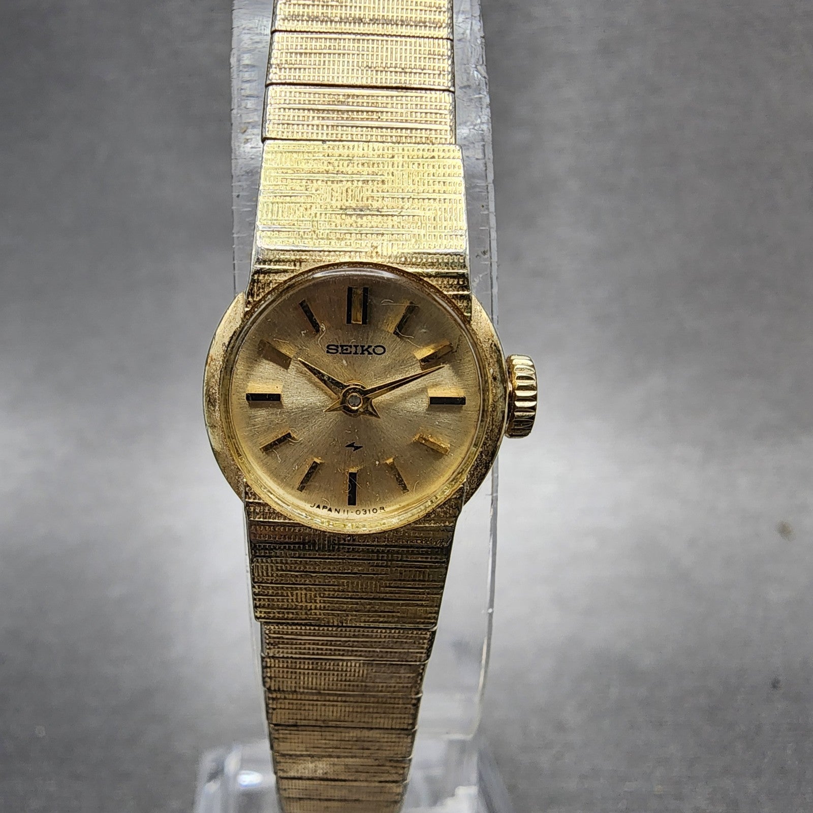 Seiko Watch Women 16mm Gold Dial Gold Tone Manual Round 110069 Runs VTG0
