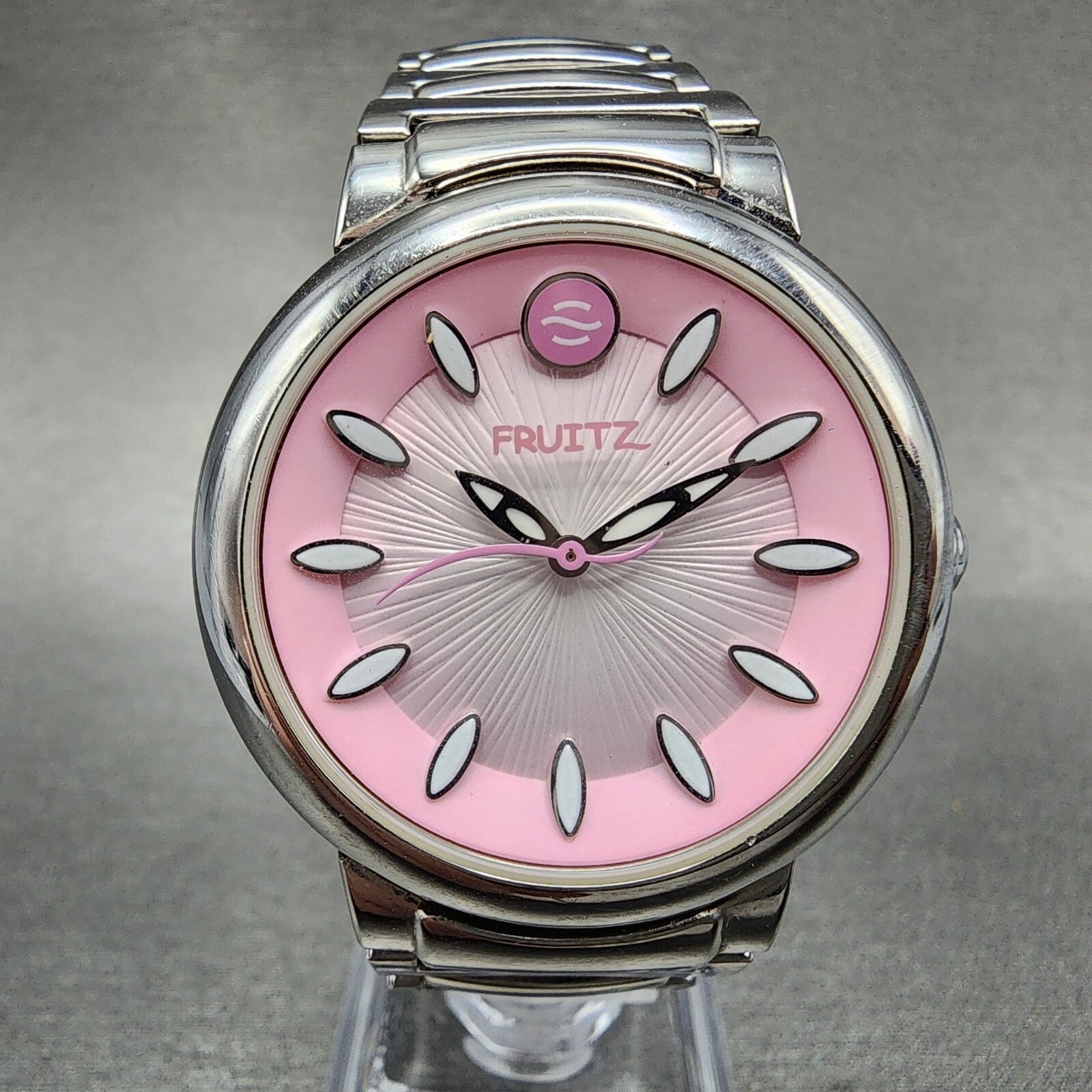 Philip Stein Fruitz Watch Women 38mm Pink Dial Stainless Steel Round New Battery0