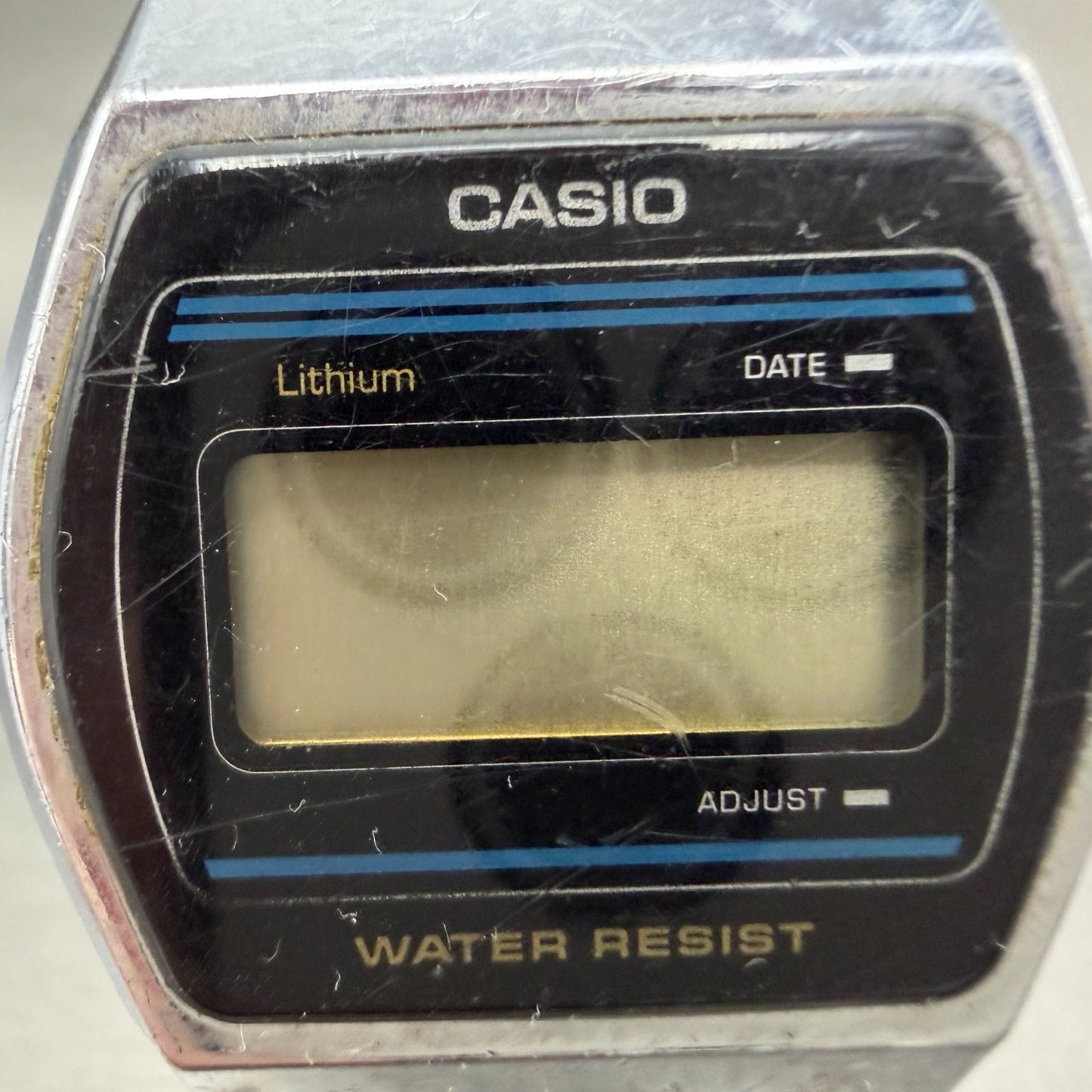 Casio B612W Watch Men 35mm Digital LCD Silver Tone Daydate VTG PARTS2