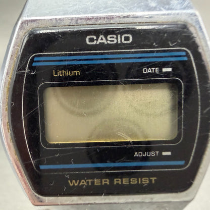 Casio B612W Watch Men 35mm Digital LCD Silver Tone Daydate VTG PARTS2