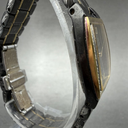 Seiko Tank Watch Women 19mm Black Dial Black & Gold Tone 1N00-0NG0 New Battery3