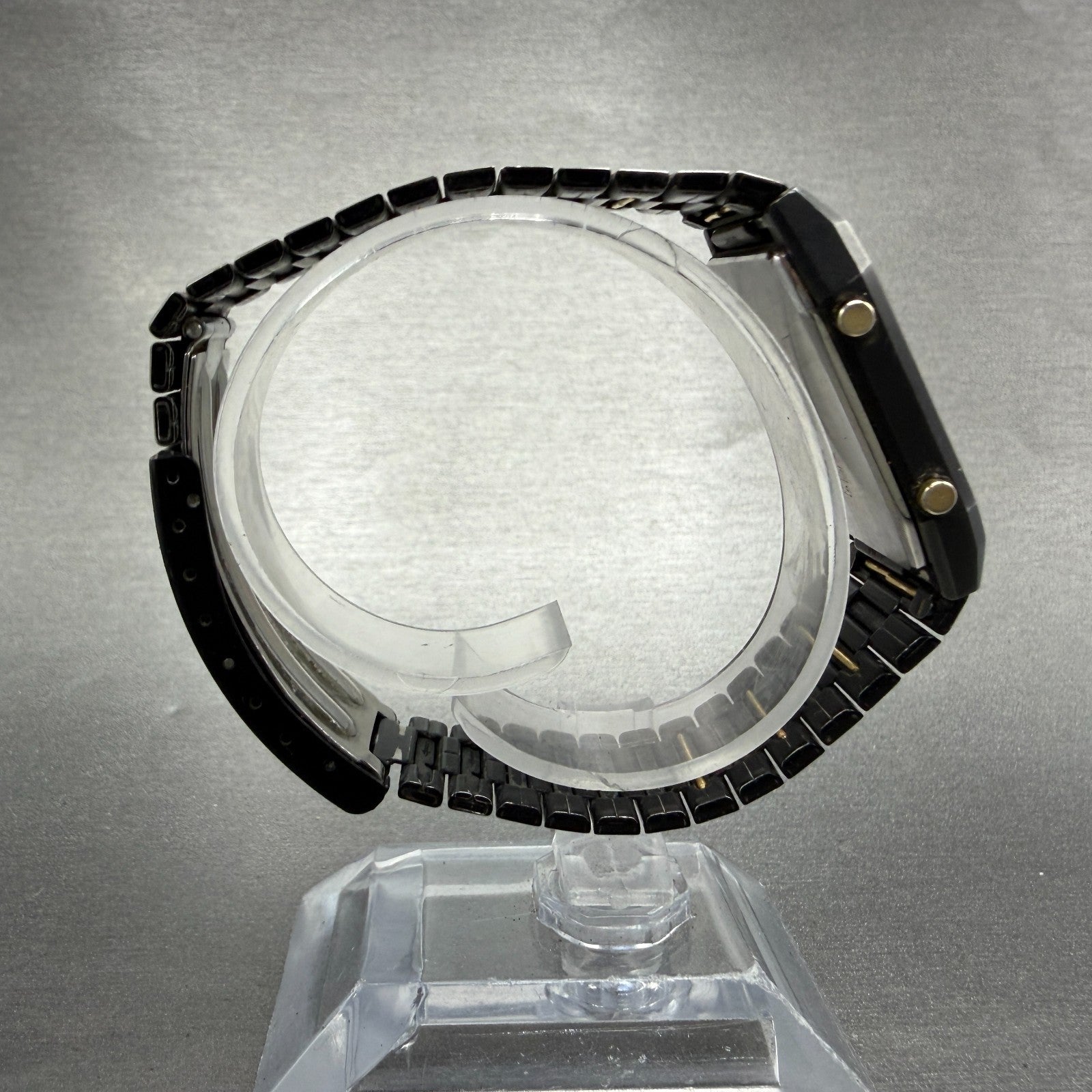 Seiko Analog Digital Watch Men 29mm Black Gold Alarm Chrono H449-5339 PARTS VTG9