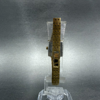 Citizen CQ Watch Women 17mm Champagne Dial Gold Tone Rectangle 3220 New Batt 5647