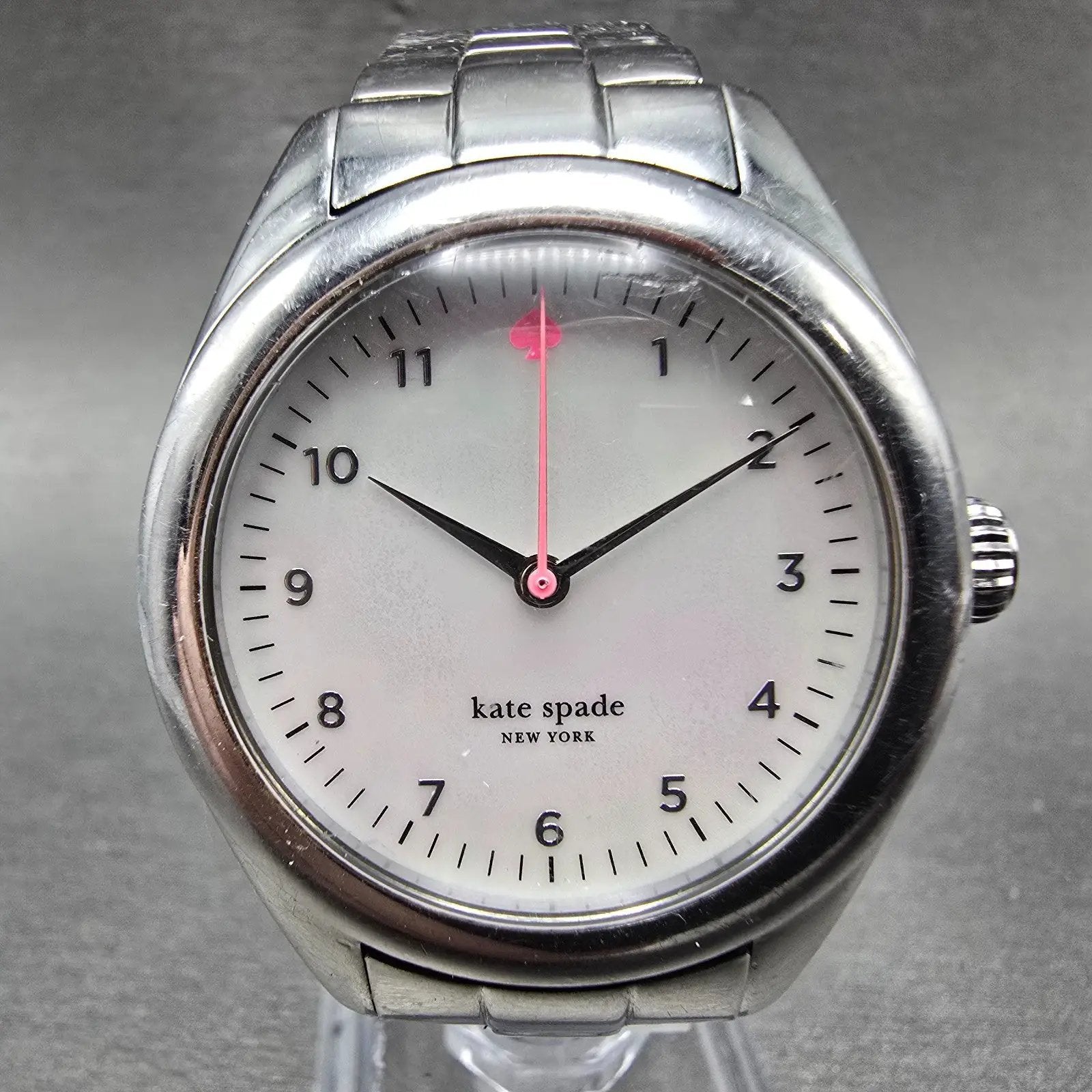 Kate Spade Seaport Watch Women 34mm MOP Dial Silver Tone Round 0026 New Battery0