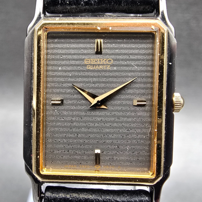 Seiko Tank Watch Women 19mm Gray Dial Two Tone Rectangle 7320-5909 New Battery1