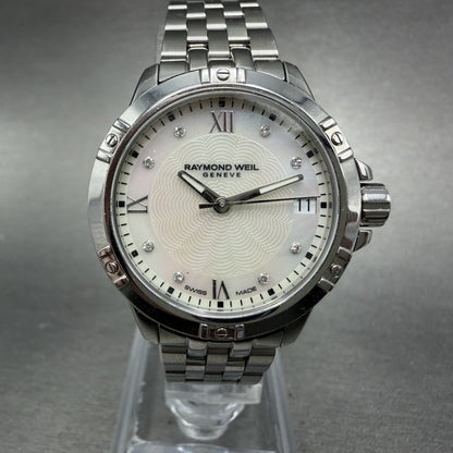 Raymond Weil Tango Watch Women 30mm MOP Dial Steel Diamonds 5960 New Battery0