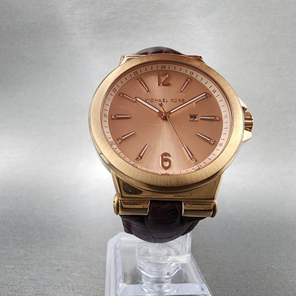 Michael Kors Dylan Watch Women 38mm Rose Dial Rose Gold Tone Date New Battery5