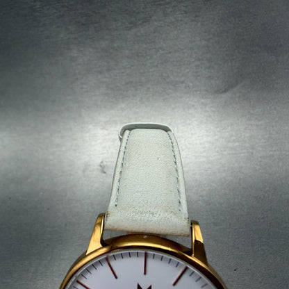 MVMT Boulevard Watch Women 38mm White Dial Rose Gold Tone Leather New Battery L4