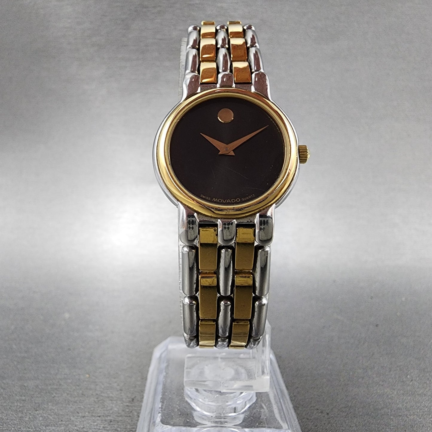Movado Museum Watch Women 24mm Black Dial Two Tone Round 81.25.825 New Battery5