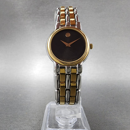 Movado Museum Watch Women 24mm Black Dial Two Tone Round 81.25.825 New Battery5