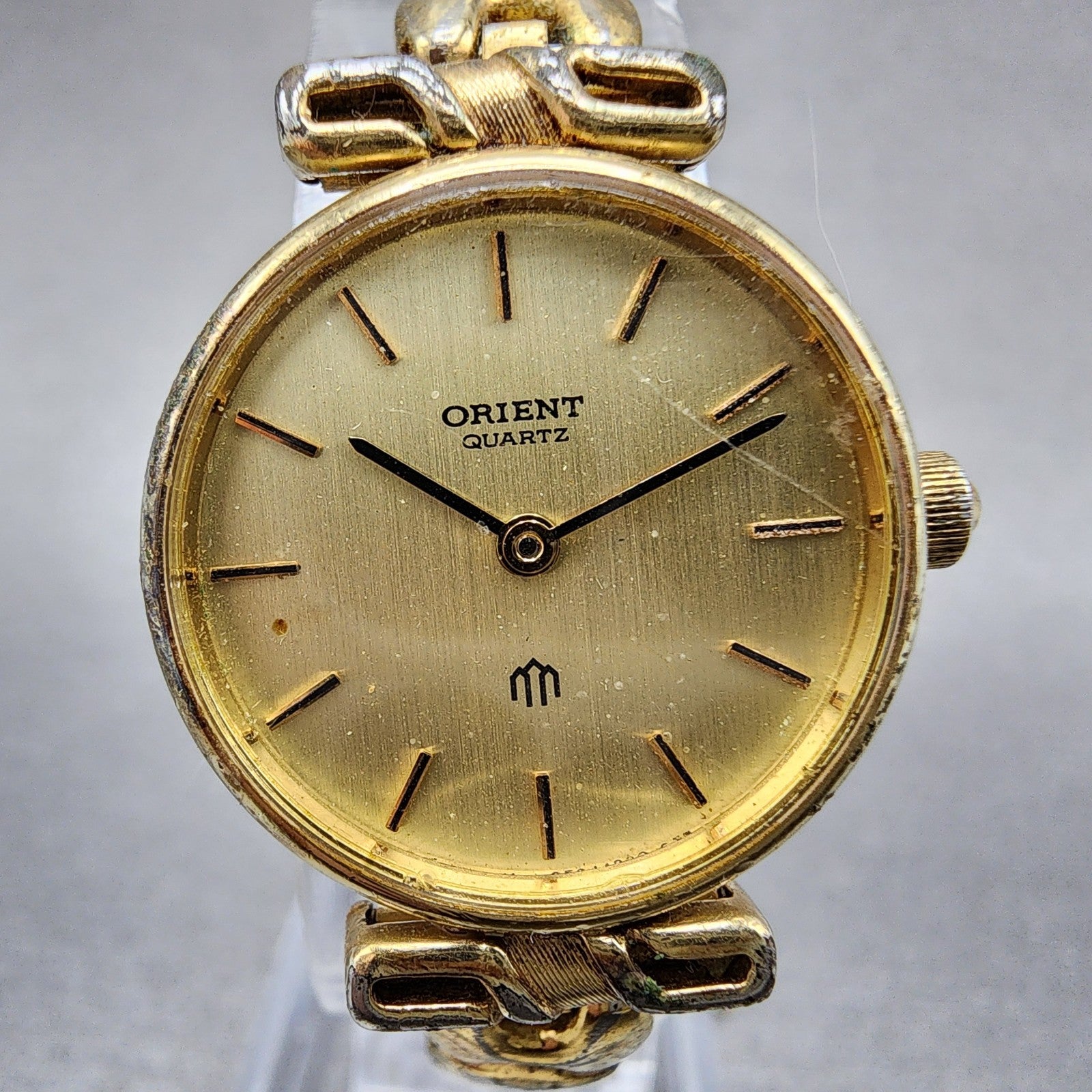 Orient Watch Women 22mm Gold Dial Gold Plated Round New Battery Vintage1