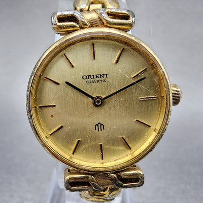 Orient Watch Women 22mm Gold Dial Gold Plated Round New Battery Vintage1