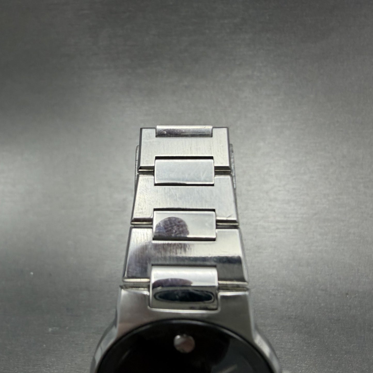 Movado Safiro Watch Women 26mm Black Dial Steel Round 0605806 New Battery ABCD4