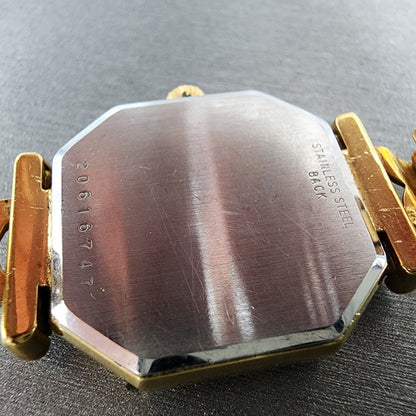 Longines Watch Women 24mm Black Dial Gold Plated Manual Wind Runs Octagon VTG9