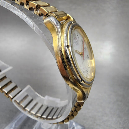 Citizen Watch Women White 27mm Dial Gold Tone Date Round 6010-S37668 New Battery