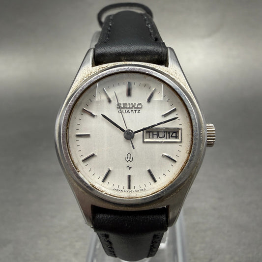 Seiko Watch Women 25mm Silver Dial Silver Tone Daydate Round 4326-0070 New Batt0