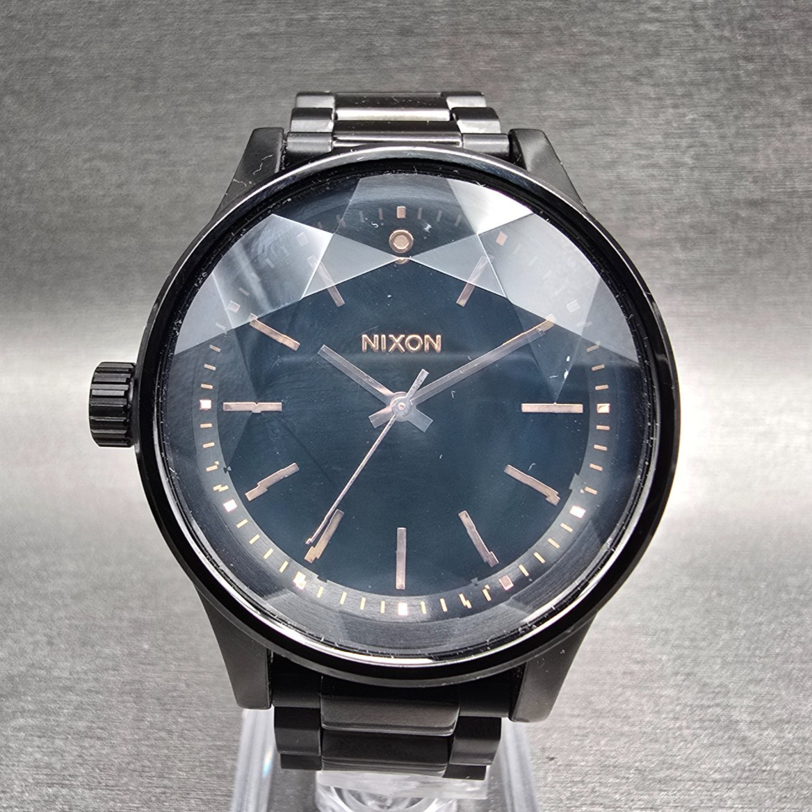 Nixon The Facet 38 Watch Men 38mm Black Dial Black Tone Round New Battery0