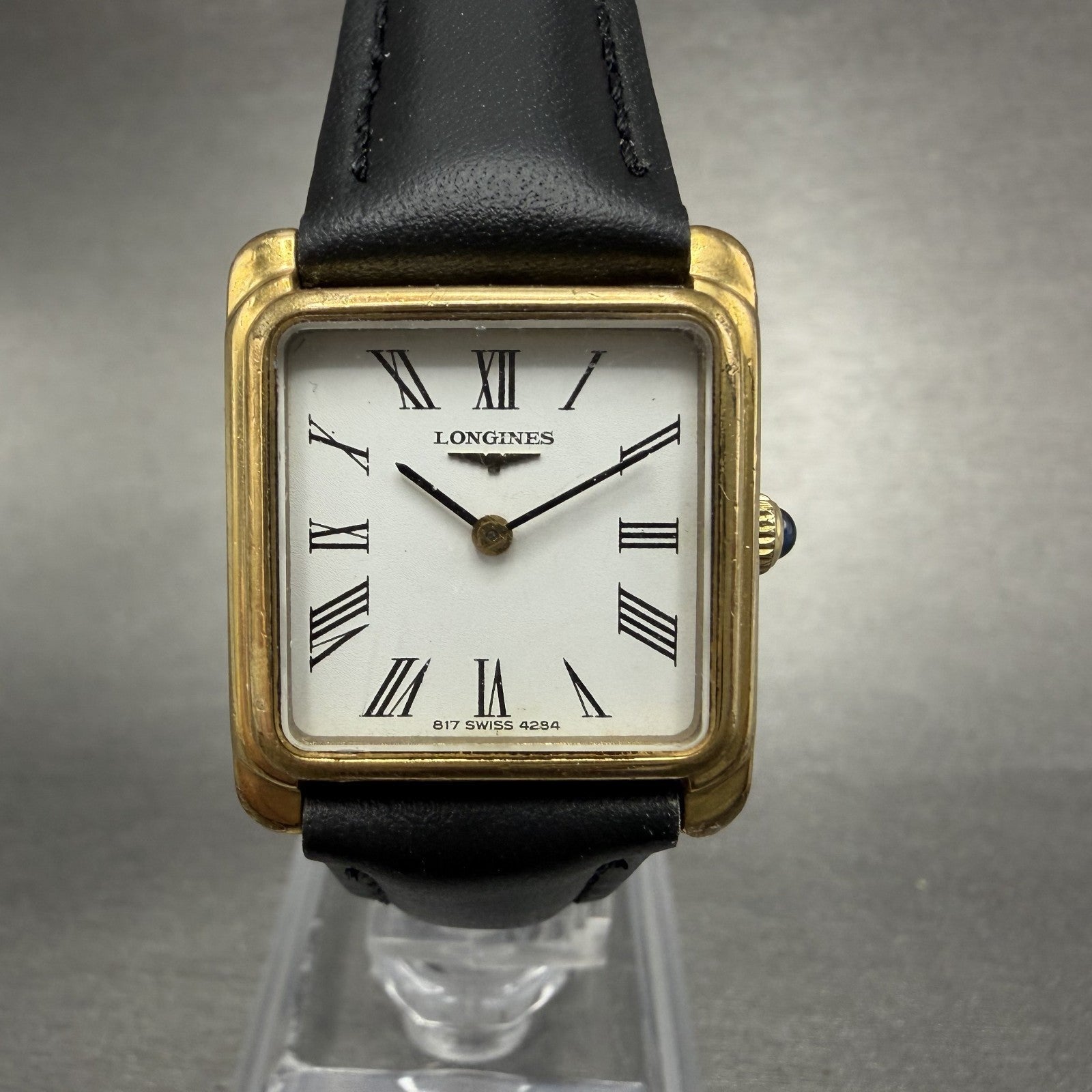 Longines Tank Watch Women 23mm White Dial Gold Plated Rectangle Manual Wind Runs0