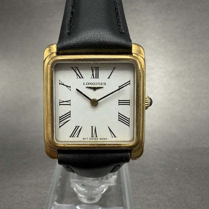 Longines Tank Watch Women 23mm White Dial Gold Plated Rectangle Manual Wind Runs0