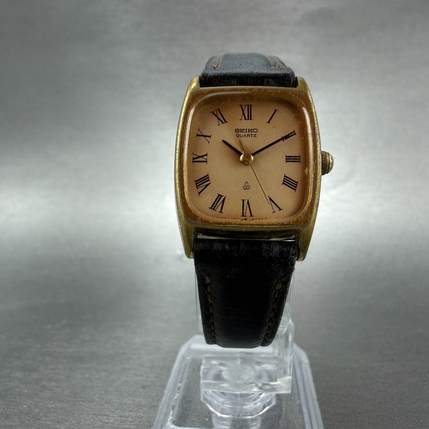Seiko Tank Watch Men 20mm Champagne Dial Gold Tone Rectangle 2621-5220 New Batt5
