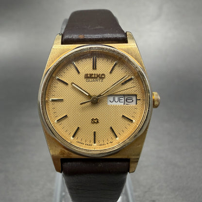 Seiko SQ Watch Women 23mm Champagne Dial Gold Tone Dyadate 2a23-0029 New Battery0
