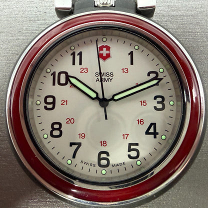 Victorinox Swiss Army Pocket Watch Men 48mm White Dial Black Round New Battery1