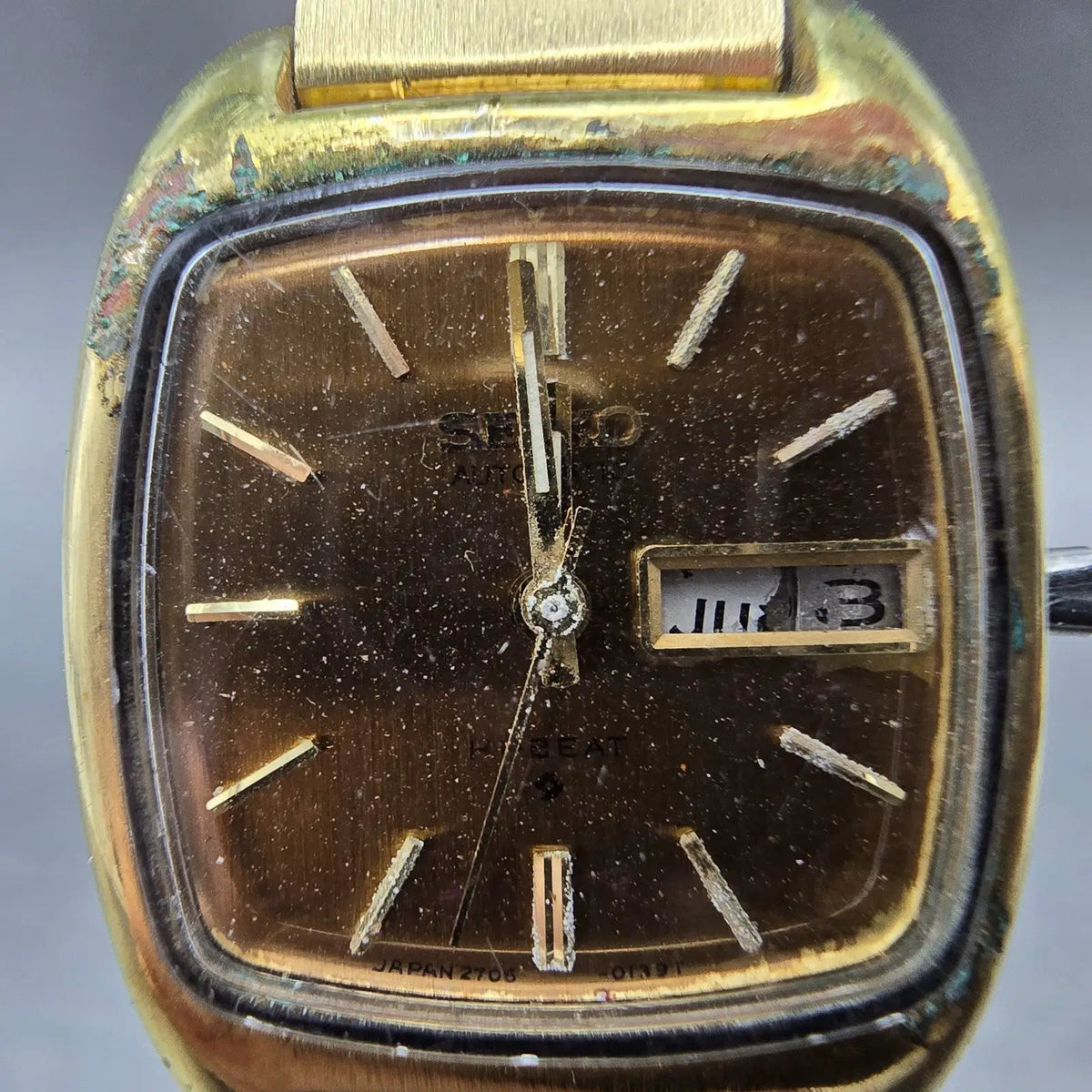 Seiko Automatic Watch Women 23mm Gold Dial Gold Plated  2706-3019 PARTS VTG2