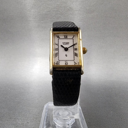 Citizen CQ Tank Watch Women 16mm White Dial Gold Tone New 3220S18604 Batt READ!5