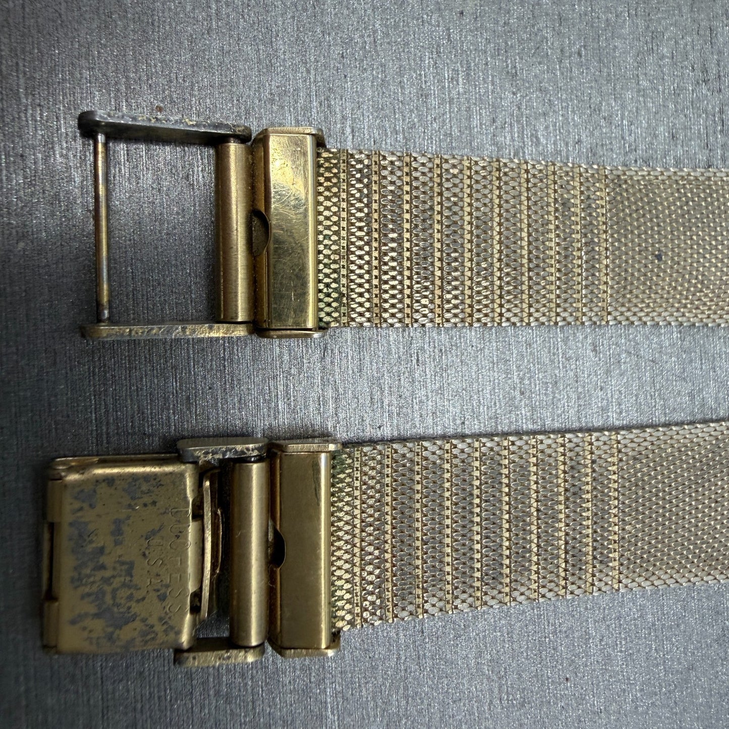 Longines Bracelet 21mm Gold Tone Mesh Duchess USA Vintage Two Piece7