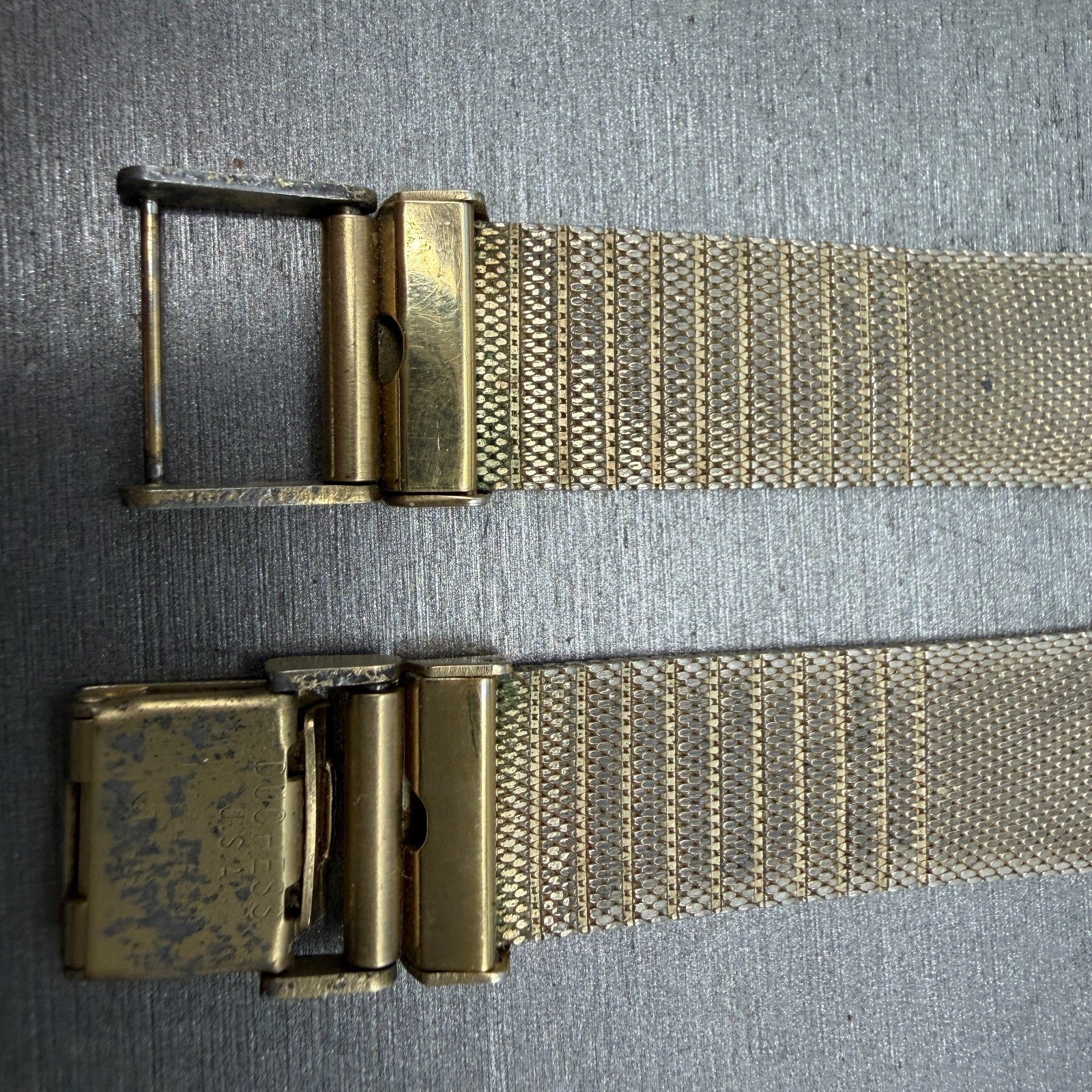 Longines Bracelet 21mm Gold Tone Mesh Duchess USA Vintage Two Piece7