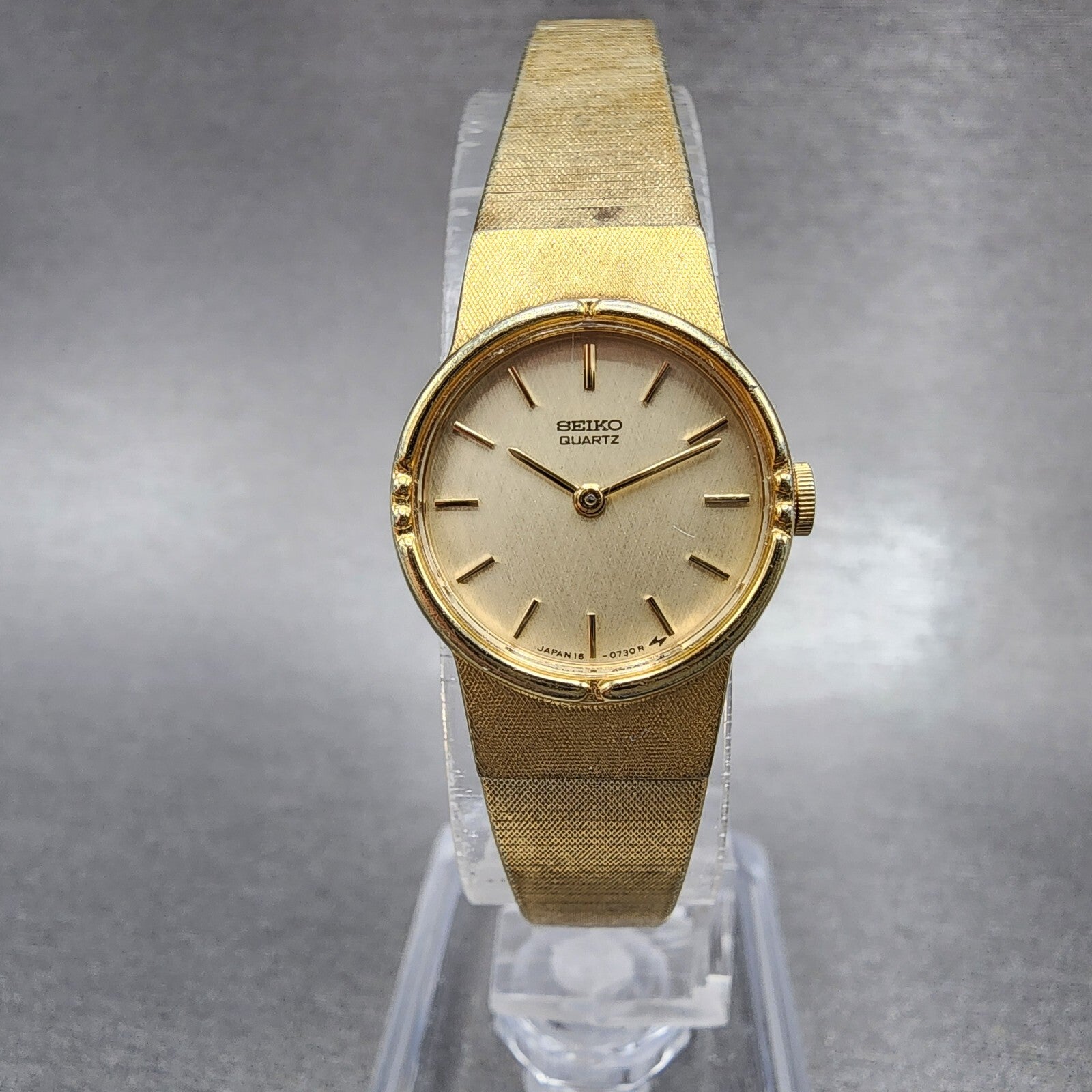 Seiko Watch Women 19mm Gold Dial Gold Tone Round 160129 New Battery VTG0