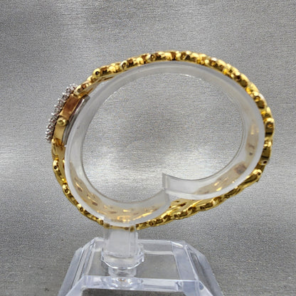 Gruen Watch Women 17mm White Dial Gold Oval Diamond & Gem Bezel New Battery6