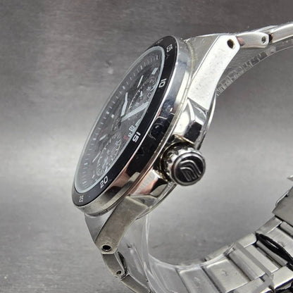Casio Edifice Solar Watch Men 44mm Black Dial Silver Tone Daydate EF-340 Runs2