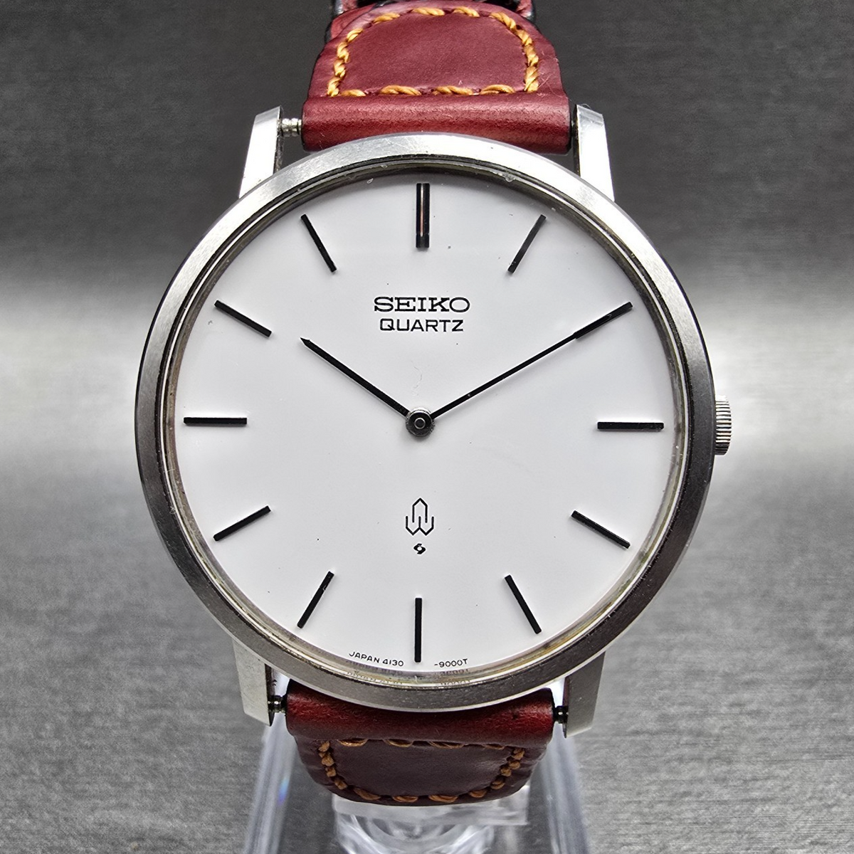 Seiko Watch Men 34mm White Dial Silver Tone Round 4130-9000 New Battery0
