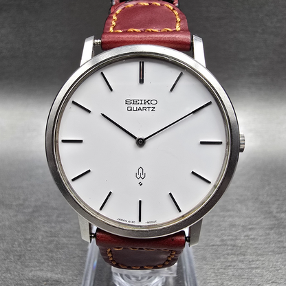 Seiko Watch Men 34mm White Dial Silver Tone Round 4130-9000 New Battery0