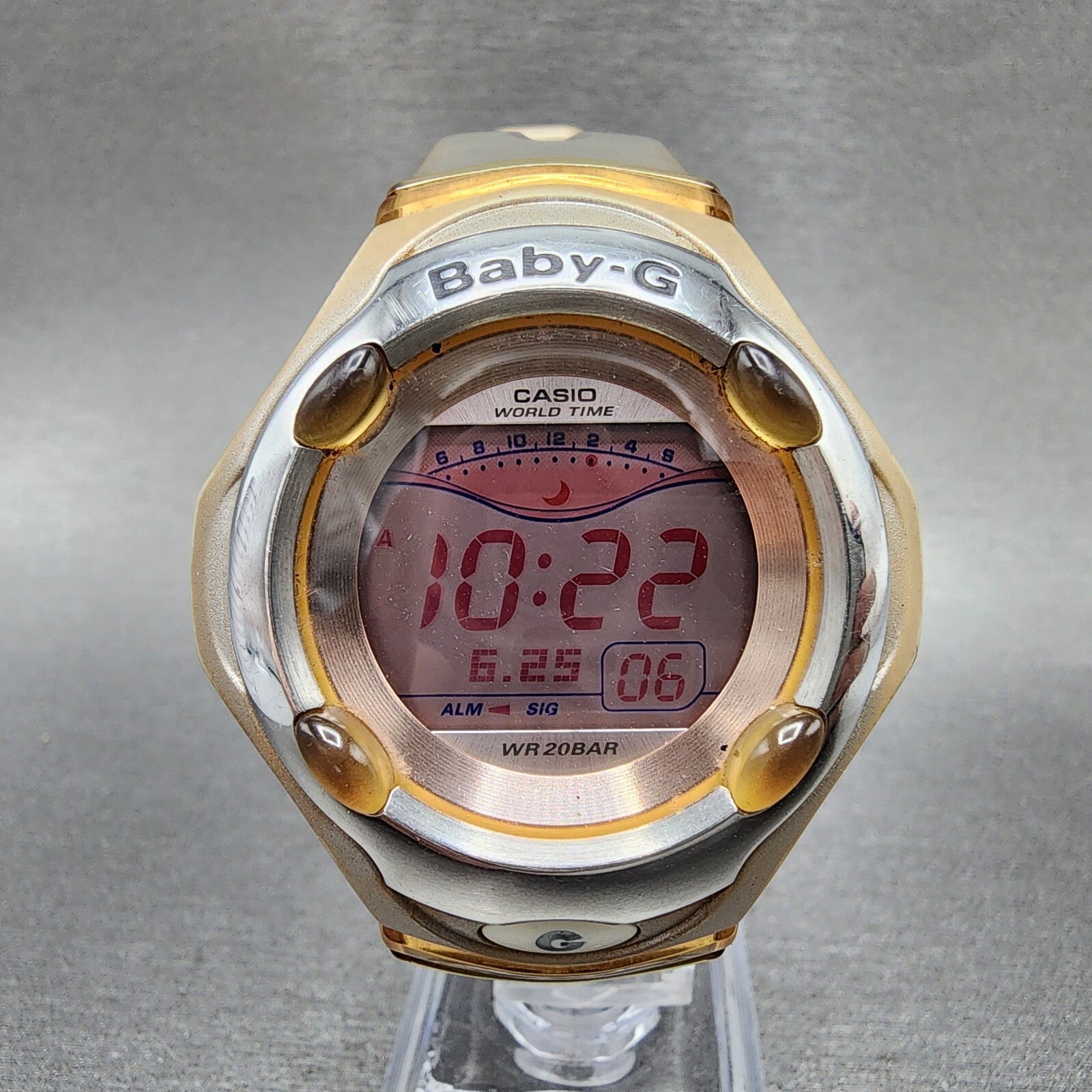 Casio BabyG BGR260S Watch Women 42mm Digital Gray Tone Round New Battery0