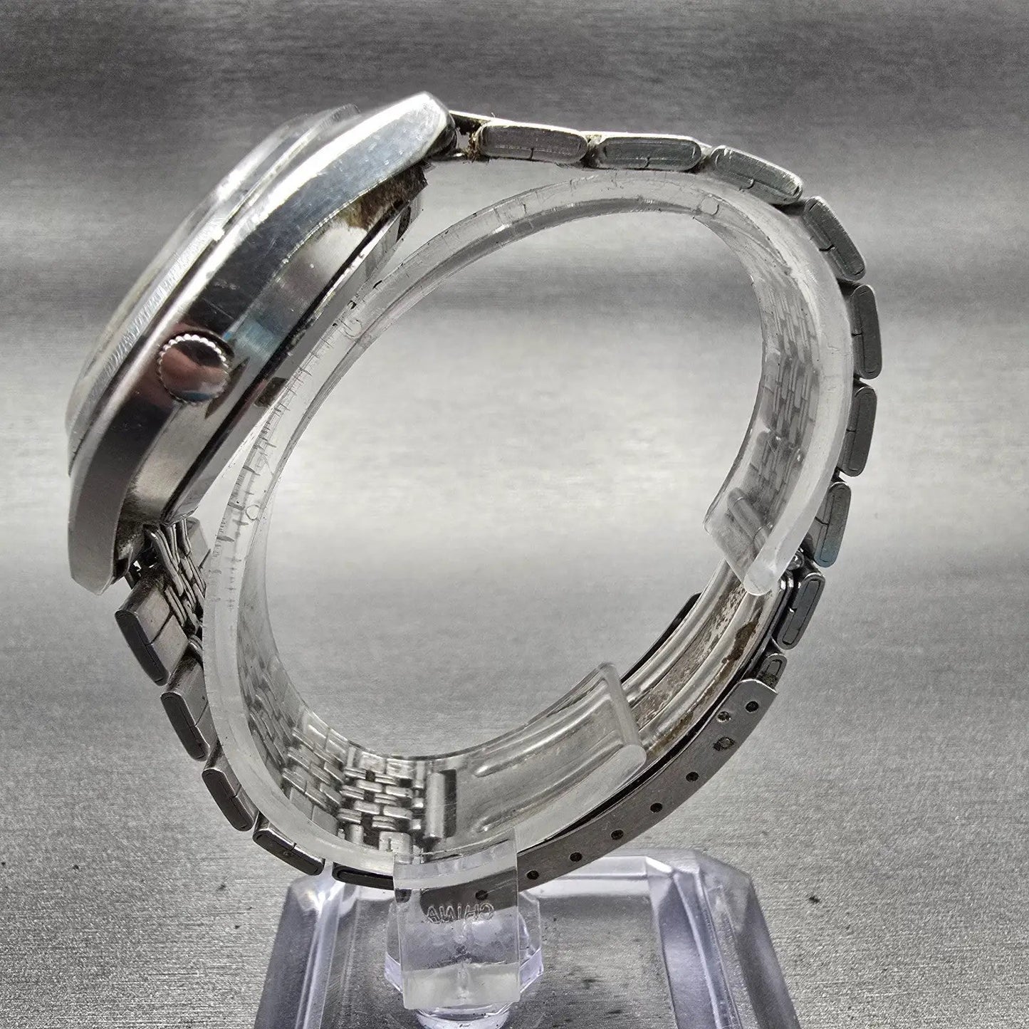 Seiko SQ Watch Men 36mm Silver Dial Silver Tone Daydate Round 4336-8089 New Batt6